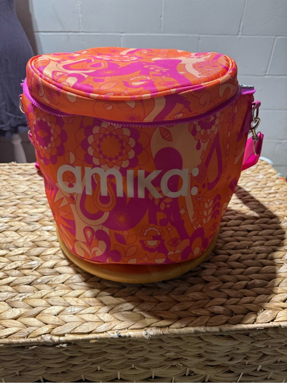 amika Pink and Orange Floral cooler bag